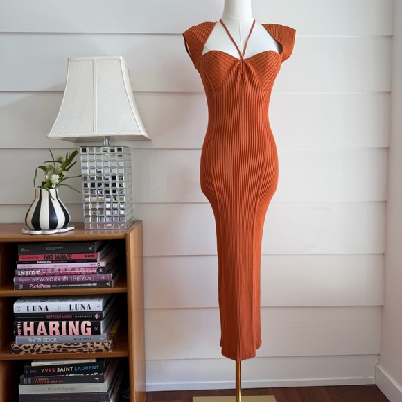 Jonathan Simkhai Florence Midi Dress Cognac size S - Picture 5 of 10